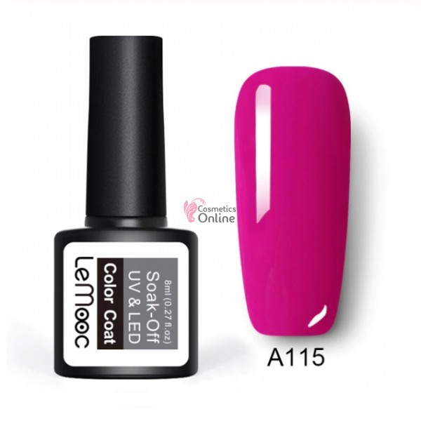 Oja semipermanenta LeMooc color UV / LED de 8 ml Cod A115 Magenta Quin + 1 Cutie sclipici Auriu Cadou